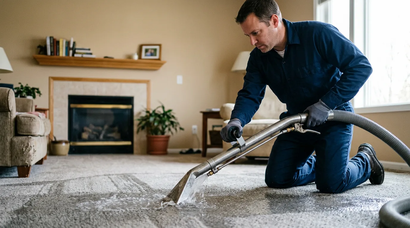 Water damage restoration technician working near Arvada, CO
